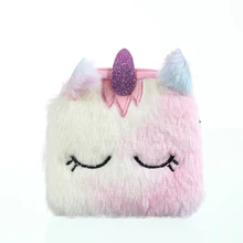 Женский мини-брелок в виде единорога Ranibow с мехом, кошелек для девочек, мультяшный плюшевый брелок, кошелек для монет, милый маленький держатель для карт, мягкая сумка для наушников