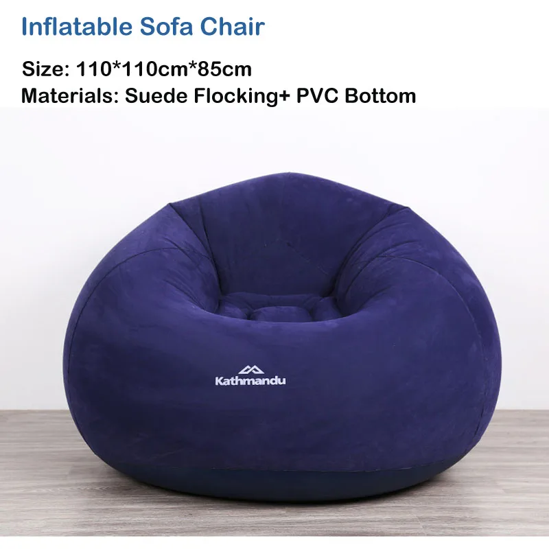 PVC Inflatable Flocking Air Sofa Chair One Seat Camping Air Mattress Beanbag Sofa Outdoor flocked Lounger Camp Picnic Chair