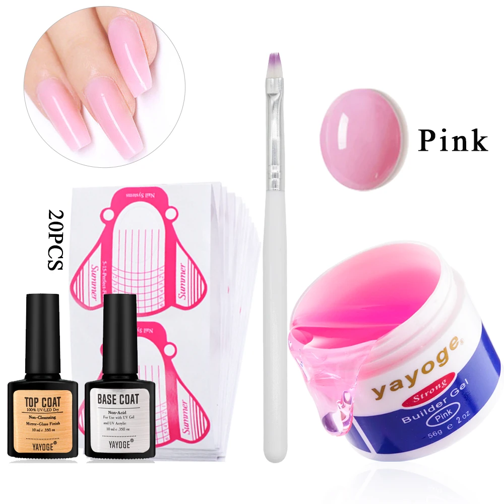 N16-B3-PINK Yayoge набор гелей для наращивания ногтей, маникюрный набор для наращивания ногтей, УФ светодиодный Гель-лак для ногтей, формы для ногтей, советы для дизайна ногтей, 56 мл - Цвет: N16-B3-PINK