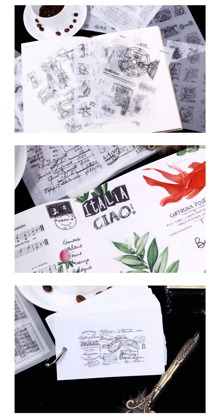 16 листов/упаковка черная ретро печать наклейка Европейский стиль блокнот литературный дневник наклейка Скрапбукинг Декор Сделай Сам Уплотнительная наклейка s