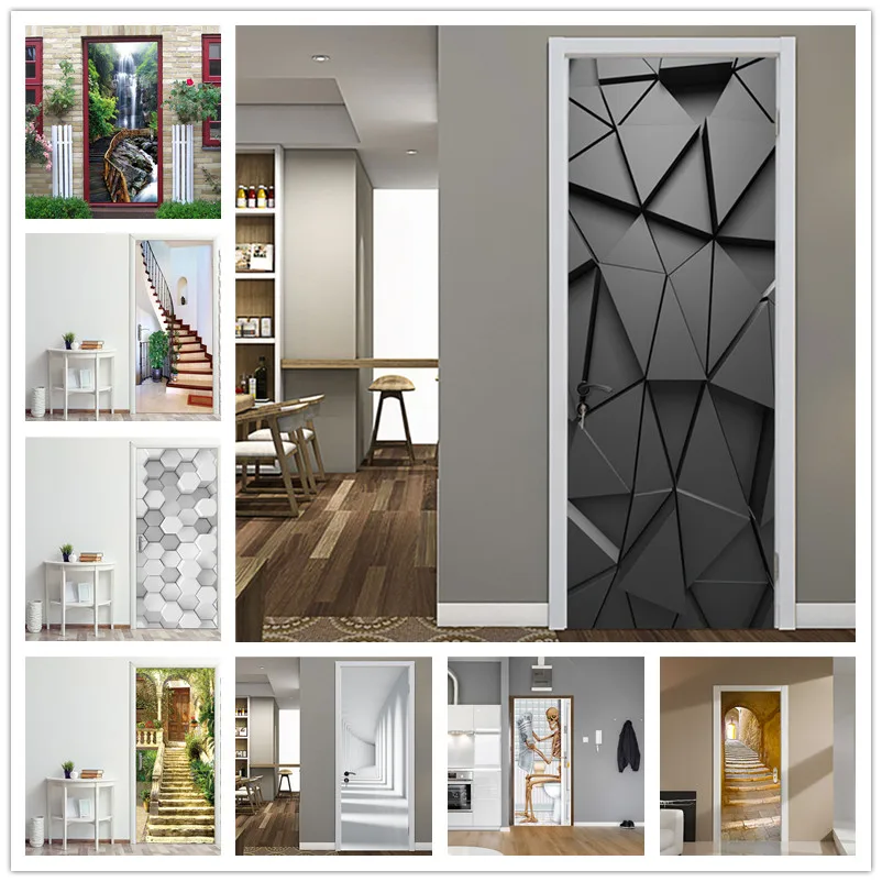 Creative 3d Door Sticker Selfadhesive Wallpaper For Doors Pvc