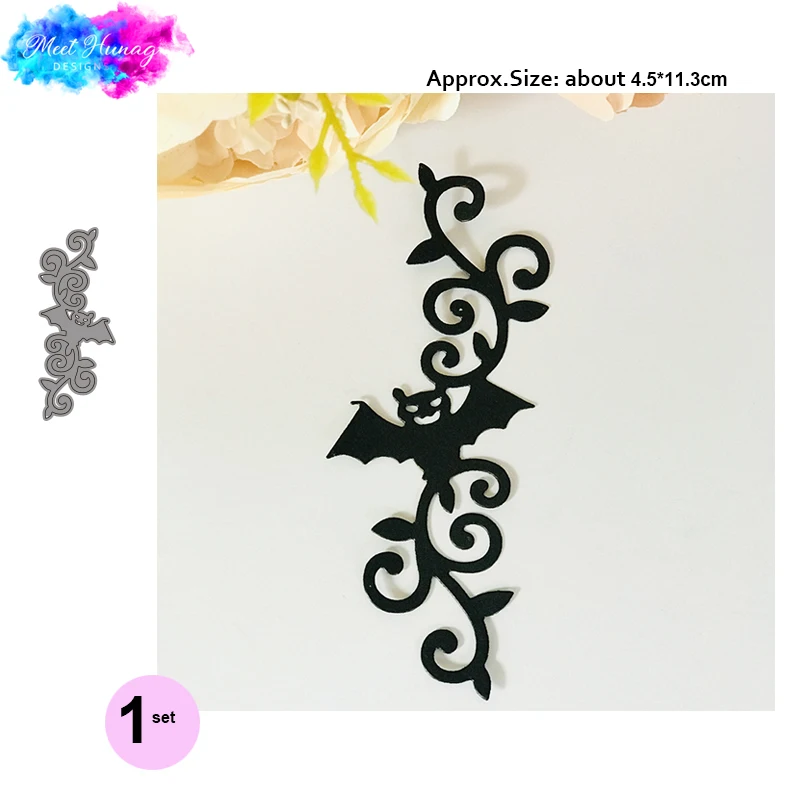 

4.5*11.3cm bat border Dies Happy Halloween Metal Cutting Dies New Scrapbooking Die Cut Crafts for DIY Paper Cards making