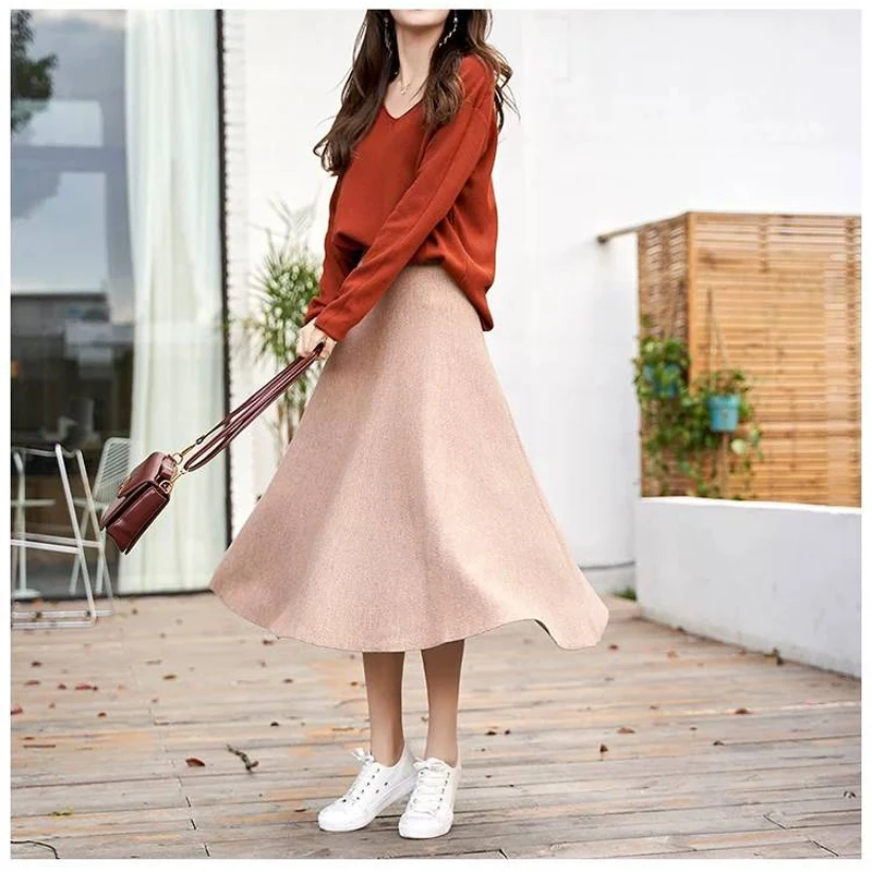 Heydress осенне-зимние однотонные женские вязаные юбки женские плиссированные повседневные юбки с высокой талией женские юбки до середины икры