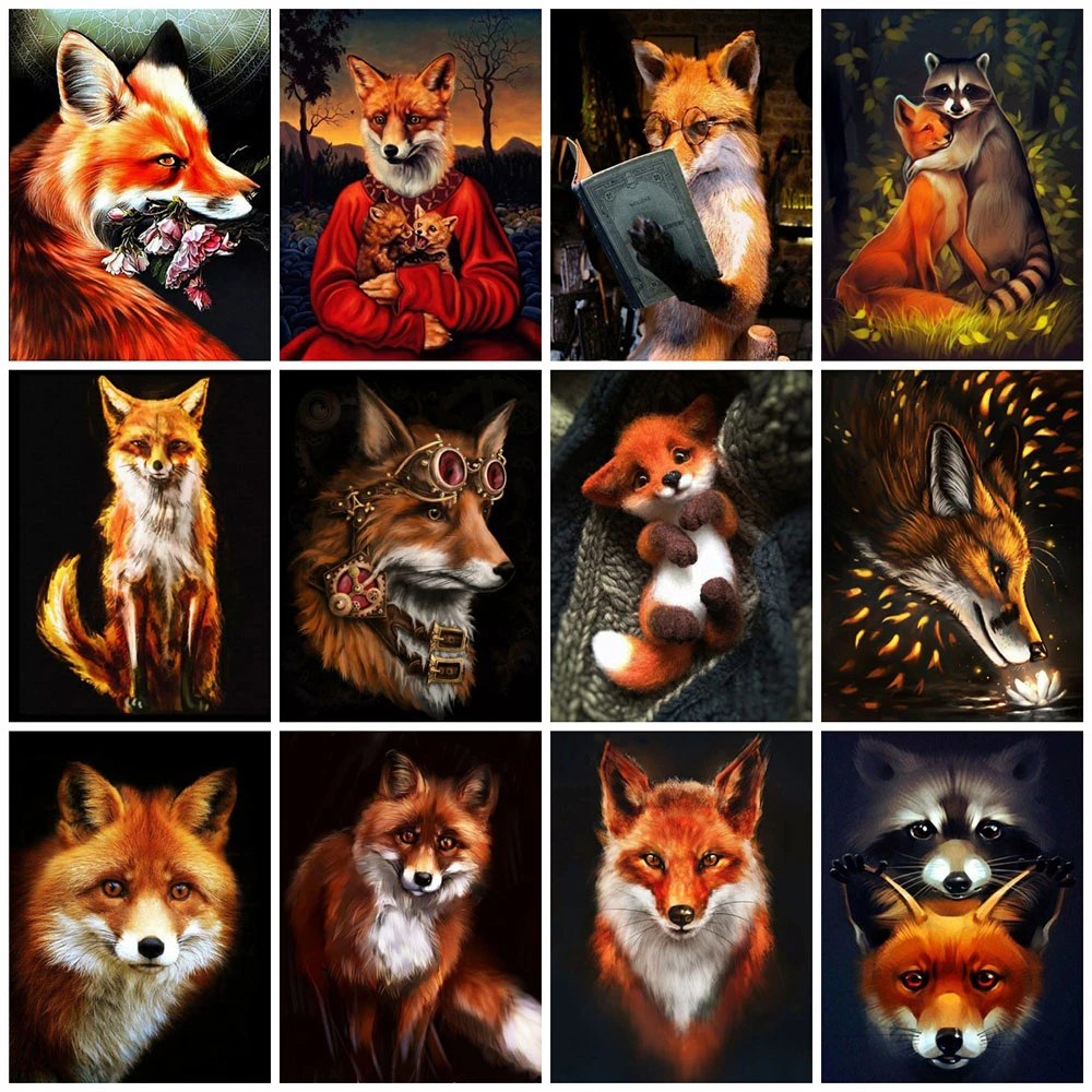

EverShine Diamond Embroidery Fox 5D Diamond Painting Full Drill Square Animals Cross Stitch Rhinestones Art Sale Home Decor