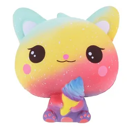 Giant Kawaii Animal Squishy Toys - Slow Rising Stress Relief (Orange Ice Cream Cat)