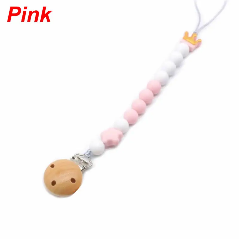 Pink DIY ручной работы силиконовые детские соски цепь новорожденный младенец Прорезыватель Клип Анти-цепь розовый; серый; зеленый; синий - Цвет: Pink