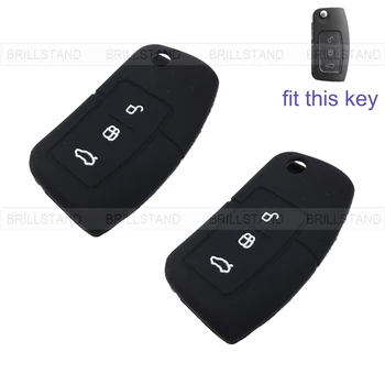 

2pcs 3 Button Silicone Car Remote Key Fob Silica Gel Holder Case Cover for Ford Series Black