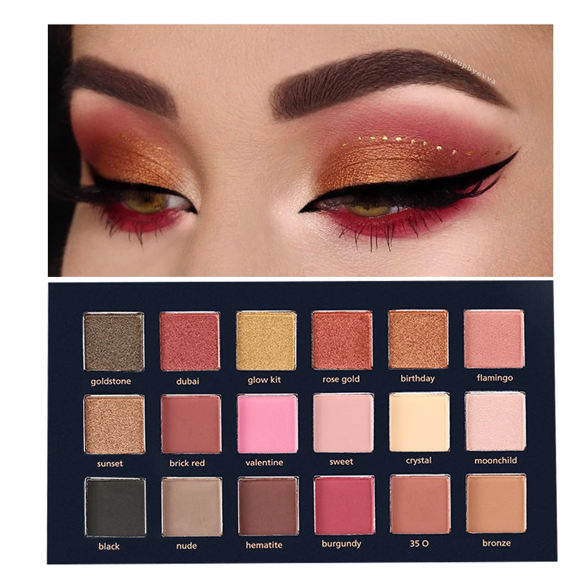 

Multicolor Luminescence controlled release natural Light Cosmetic tray Makeup 18 colors Eye shadow Matte light