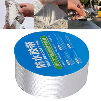 

5cm*5m/3cm*5m Aluminum Foil Sealing Butyl Rubber Tape Waterproof Self-adhesive Tape Roof Pipe Crack Repair Stop Leak Sticker
