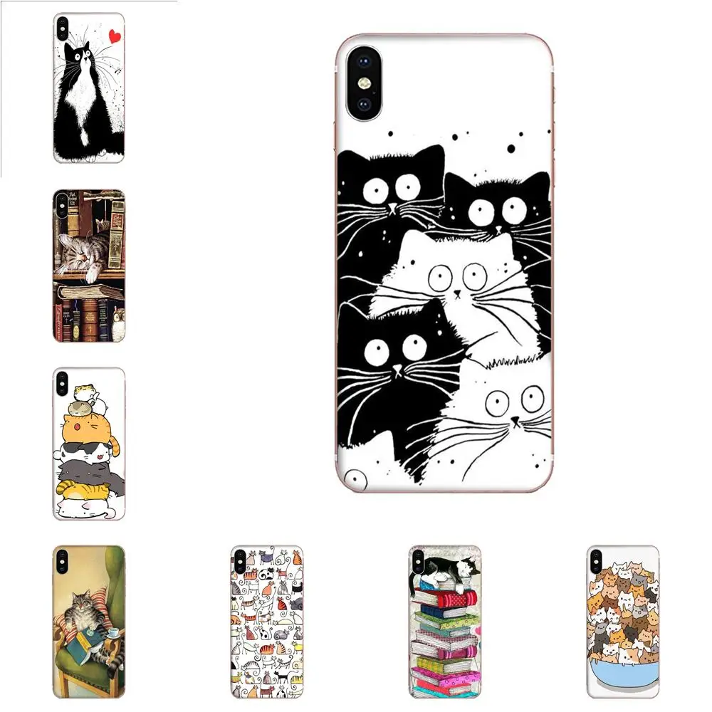 Soft TPU Accessories Case For Huawei Honor Mate Nova Note 20 20s 30 5 5I 5T 7C 8A 8X 9X 10 Pro Lite Play Cat Sleeping on Books | Мобильные