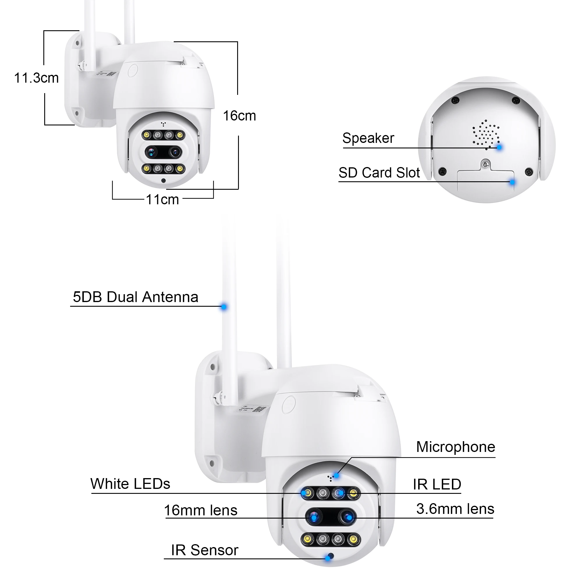 Gadinan 3MP PTZ Wifi IP Camera Outdoor 10X Digital Zoom Security CCTV  AI Human Detect Auto Tracking P2P Wireless Camera Carecam home camera system