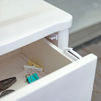 

4 Pcs Easy Install Invisible White Door Built In Adhesive ABS Drawer Latch Baby Safety Cabinet Lock Multifunction Protection