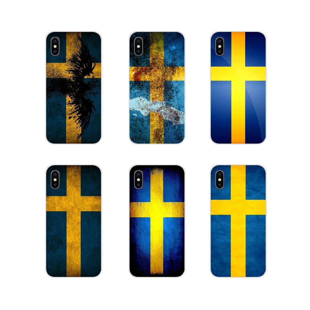 Transparent Soft Shell Covers For Apple iPhone X XR XS 11 12Pro MAX 4S 5S 5C SE 2020 6S 7 8 Plus ipod 5 6 Kingdom Of Sweden Flag | Мобильные