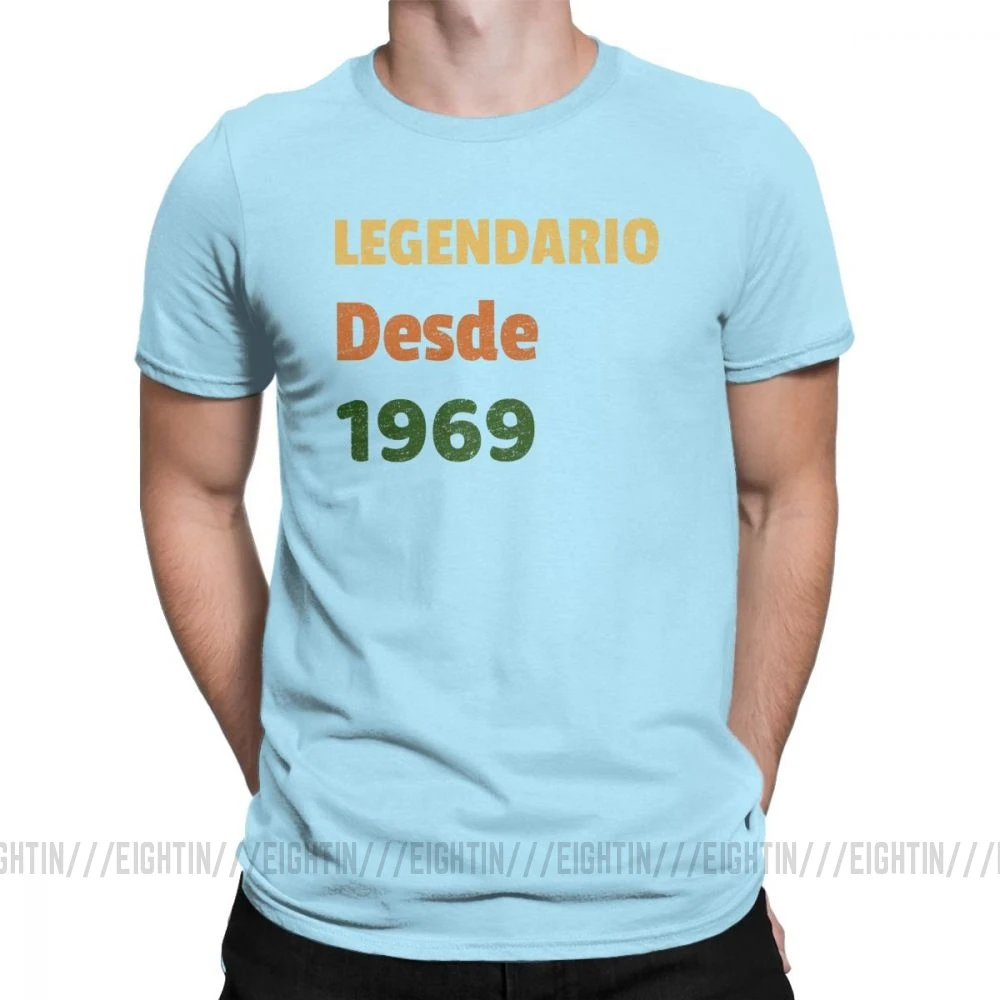 Legends Are Born In 1969, футболка, испанская, испанская, мужская,, подарок на рождение, топы, винтажные, с круглым вырезом, хлопковая футболка - Цвет: Небесно-голубой