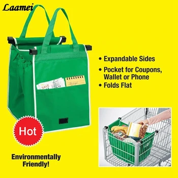 

Laamei 2020 1Pcs Foldable Tote Handbag Reusable Large Storage Bags Trolley Clip-To-Cart Grocery Shopping Bags High Capacity New