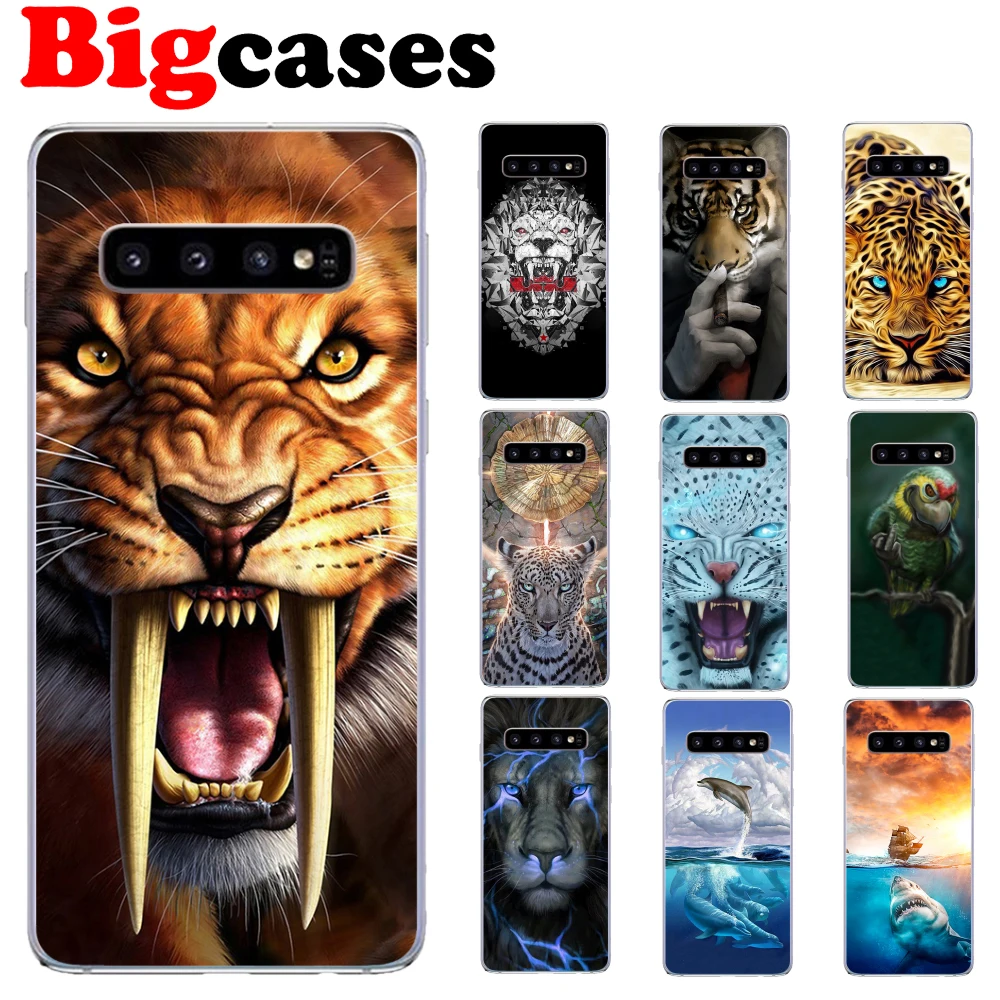 

For Samsung Galaxy S10 Plus S10e Case Cover Soft TPU Funda Silicone Lion Tiger Wolf Shark Deer Parrot S10 Lite Coque Phone Shell