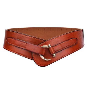 

Women Waistband Wild Elastic Belt Faux Leather Fashion Retro Buckle Strap
