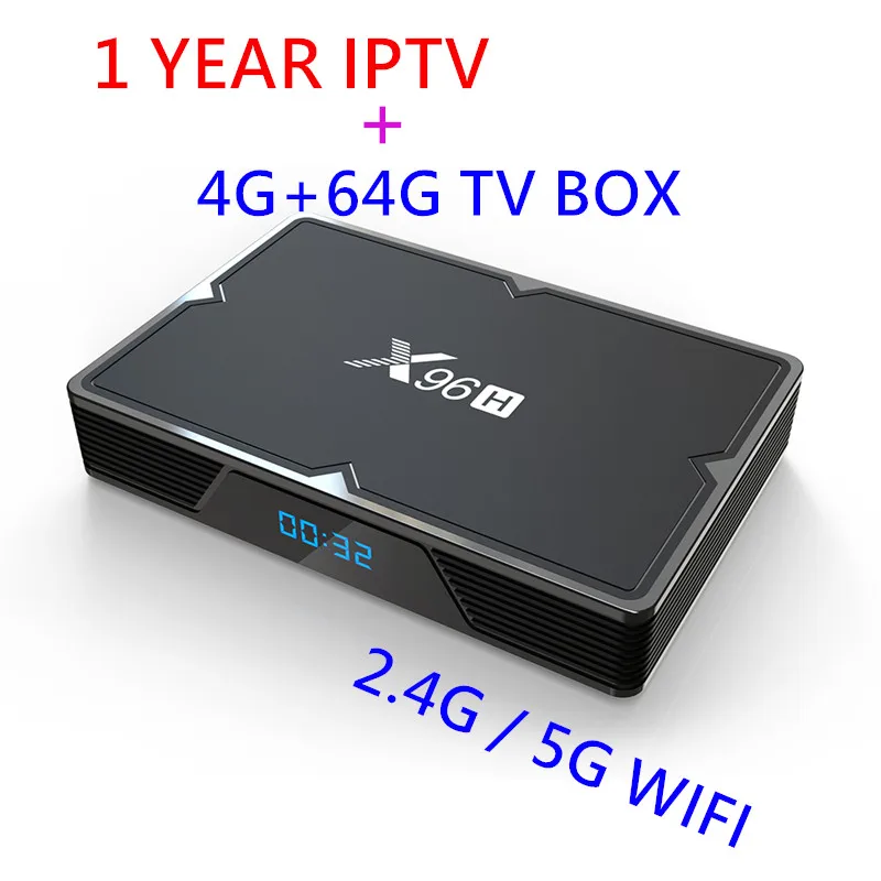 X96H Android 9,0 tv box французский iptv канал подписка NEO tv 1300 live Испания Бельгия арабский Франция iptv для smart tv box 4k - Color: 1year IPTV 64 BOX
