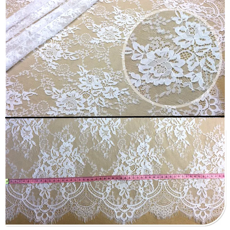Factory Price French Chantilly Lace Fabric 150x300cm per Piece Eyelash Off white Lady Dress Making | Дом и сад