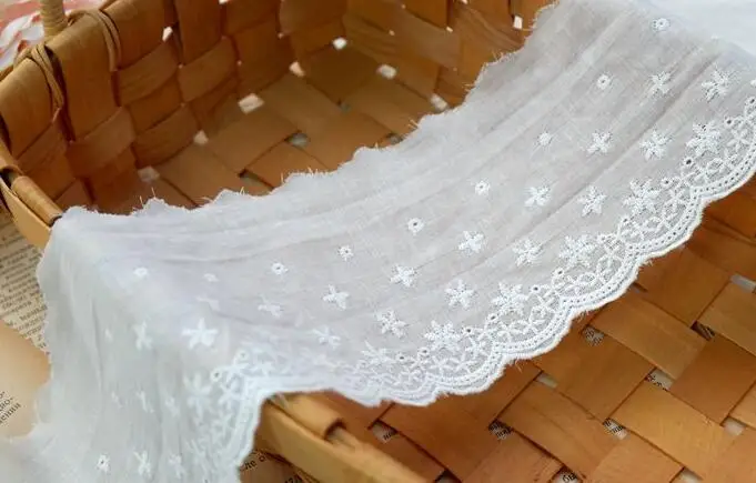 Модный белый хлопок с цветочной вышивкой кружевная ткань ленточный пошив Свадебная аппликация воротник гипюр платье Свадебный декор