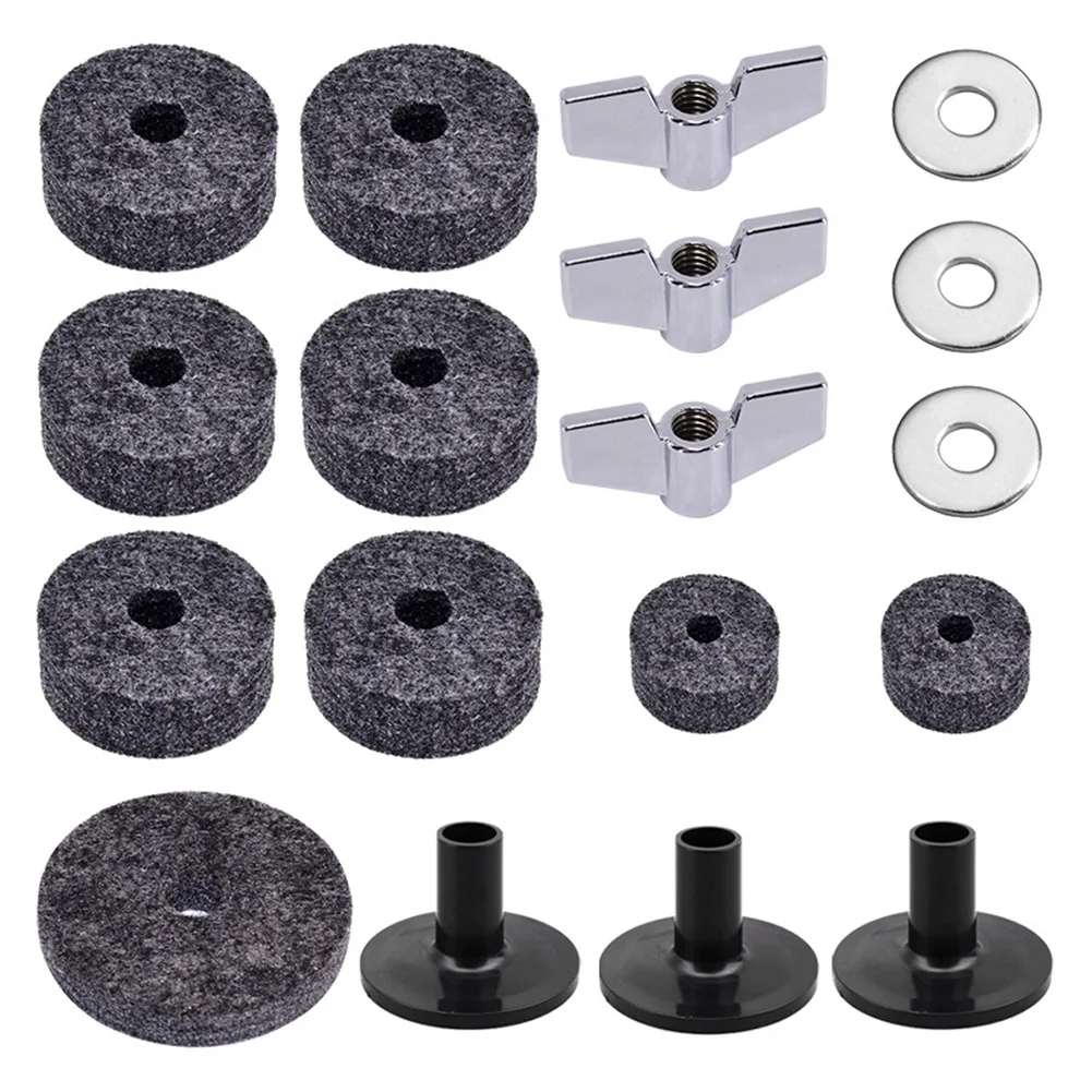 

18Pcs Washer Wing Nuts Replacement Cymbal Sleeves For Drum Felt Pad Kit Easy Installation Durable Musical Instrument Stand