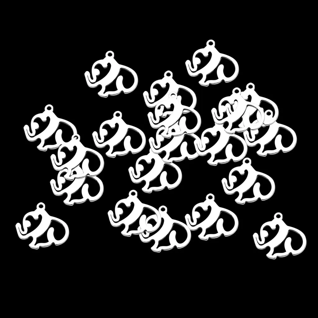 20x Stainless Steel Tiny Elephant Charm Pendant Necklace Bracelet Earrings