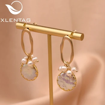 

XlentAg Handmade Fresh Water White Pearl Lrregular Earrings For Women Girl Korean Jewellery Boucles D Oreille Femme 2019 GE0872D