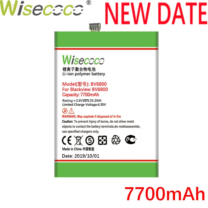 Wisecoco 7700 мАч BV6800 батарея для Blackview BV6800 Pro IP68 Водонепроницаемый MT6750T телефон новейшее производство высокое качество батарея