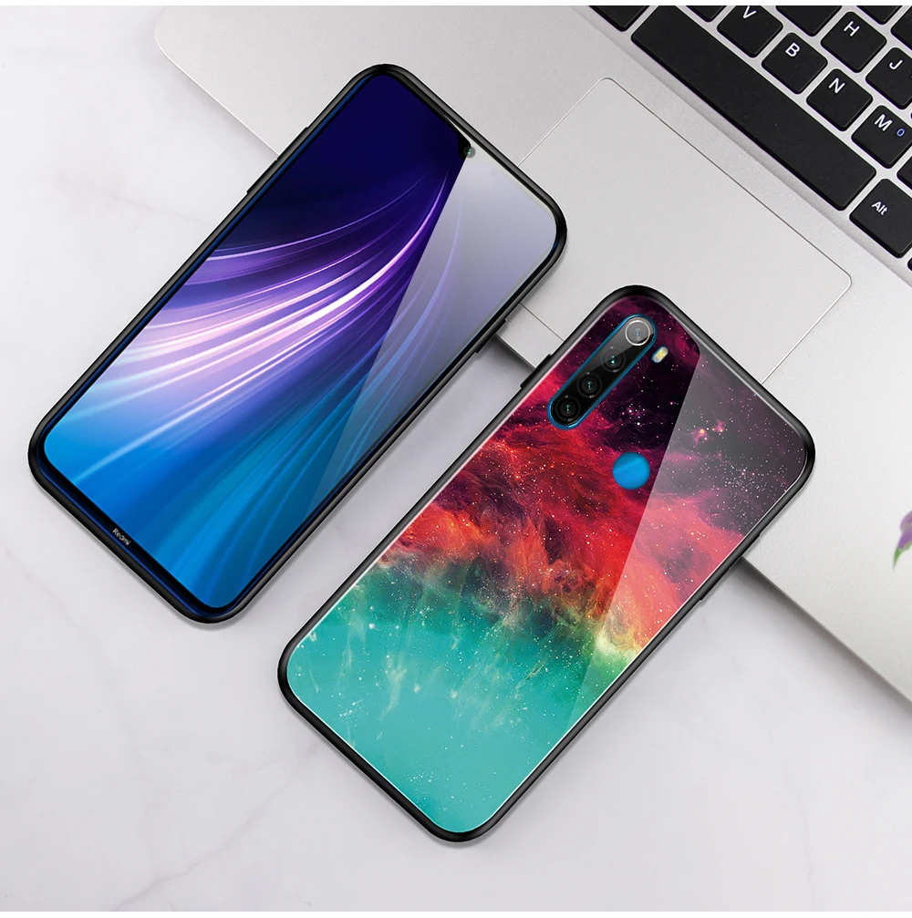 Gradient Tempered Glass Case on Redmi Note 8t Cover Sky Colorful Cases for Xiaomi Ksiomi Cc9 Pro Note 10 Not Note8t Note10 Coque