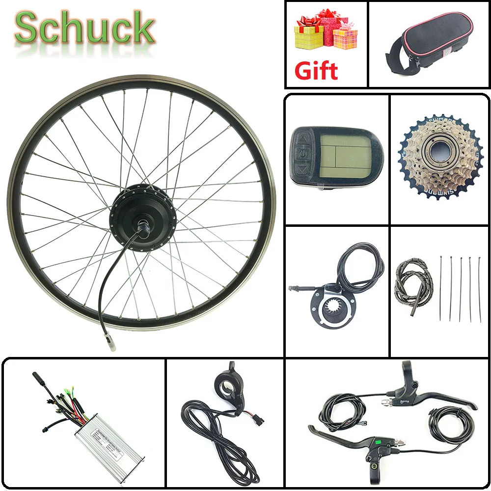 

Schuck Electric Bicycle Conversion Kit Rear Rotate Hub Motor Wheel LCD5 Display 36V500W Ebike part kit bike