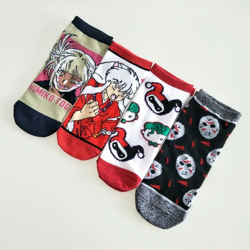 Inuyasha/женские носки с героями мультфильмов; забавные короткие носки из хлопка; милые удобные уличные носки Kawaii; модная повседневная одежда; Skarpetki