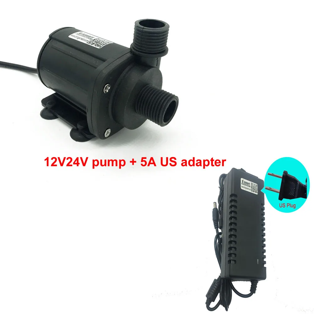 12V 24V DC безщеточный Водяной насос 1800-3000L/ч 4,2-8 м центробежные подпорные водяные компрессорный бандаж для водяной насос высокого давления+ Скорость контроллер SR-1000B3 - Напряжение: Pump n 5a US adapter