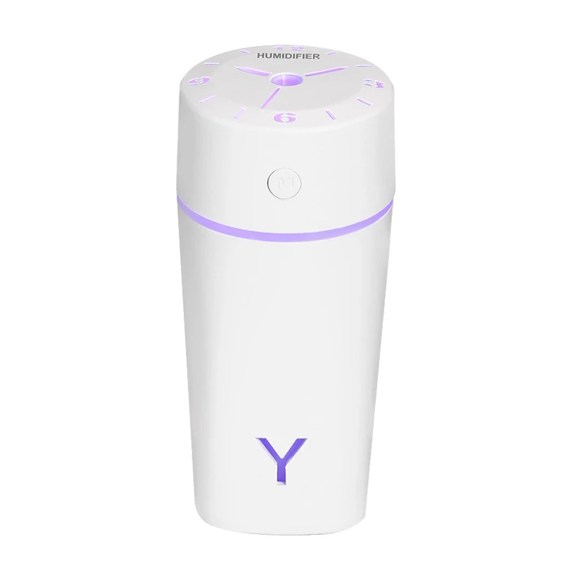 230ML USB Clock Shape Air Humidifier Ultrasonic Cool-Mist Adorable Mini Aroma Humidifier for Office Home Living Room Bedroom