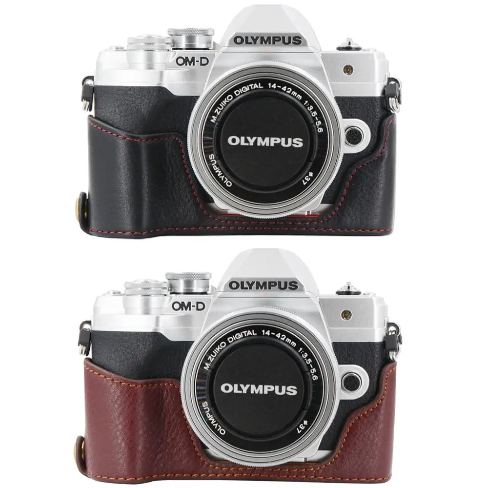 Borsa Protettiva Mezza Custodia In Vera Pelle Per Olympus E-M10 Mark Iv Em10 Iv