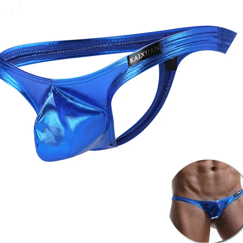 

Men's Underwear Low Waist Sexy U Convex Appeal Imitation Leather Men's Underwear T Pants Men's Ding Pants Thongs