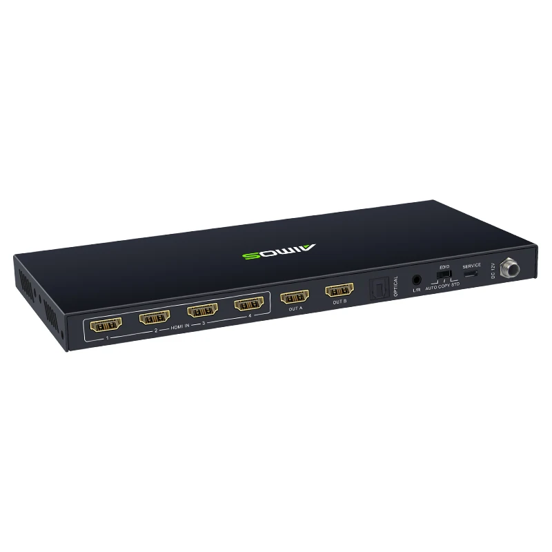 Черный 4x2 HDMI 2,0 матричный коммутатор с аудио зачистки/Scaler/ARC/EDID Поддержка Dolby Panorama AM-B42AC - Цвет: Черный