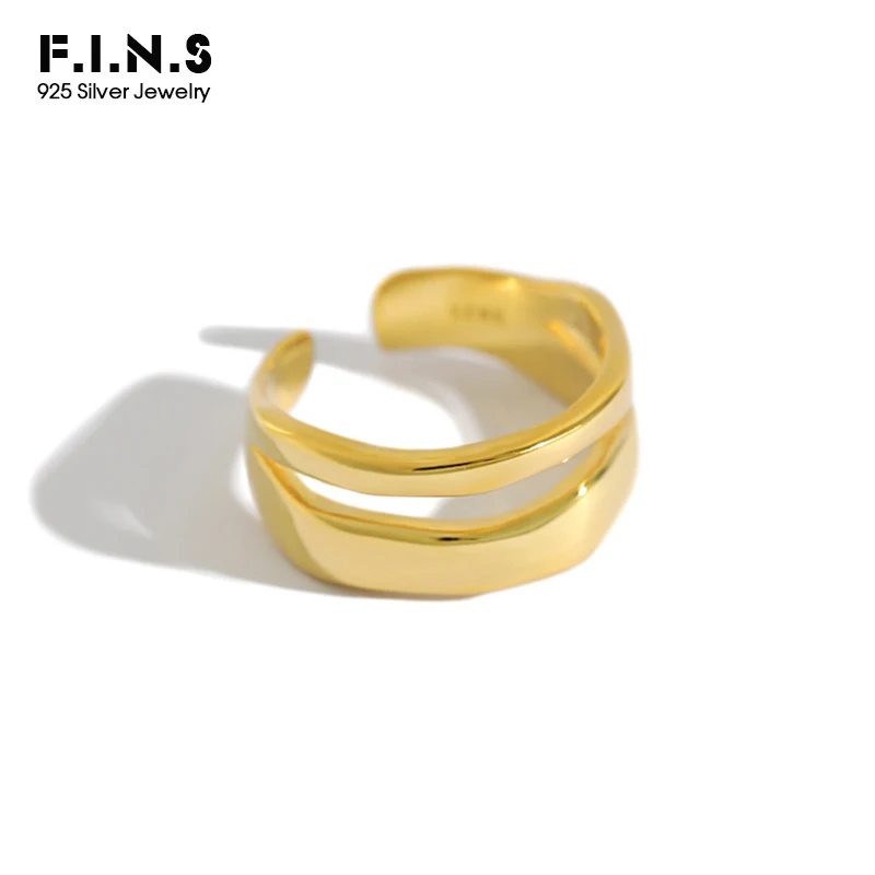 

F.I.N.S Fashion 925 Sterling Silver Rings Double Layer Female Finger Ring Silver 925 Opening Adjustable Ring Ladies Fine Jewelry