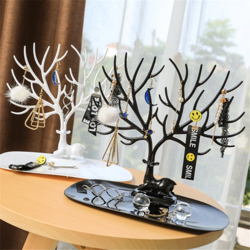 Ailodo Deer Earrings Necklace Ring Pendant Bracelet Jewelry Display Stand Tray Tree Storage jewelry