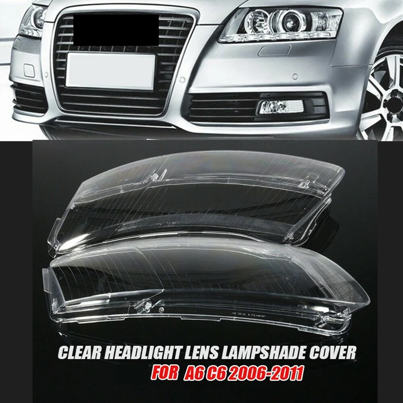 

Car Front Headlight Head Light Lamp Lens Shell Cover Replacement For- A6 C6 06-11