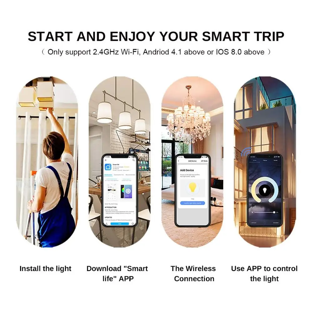 Boaz EC E14 Wifi умная светодиодная лампа 2 шт. Светодиодная свеча голосовое управление