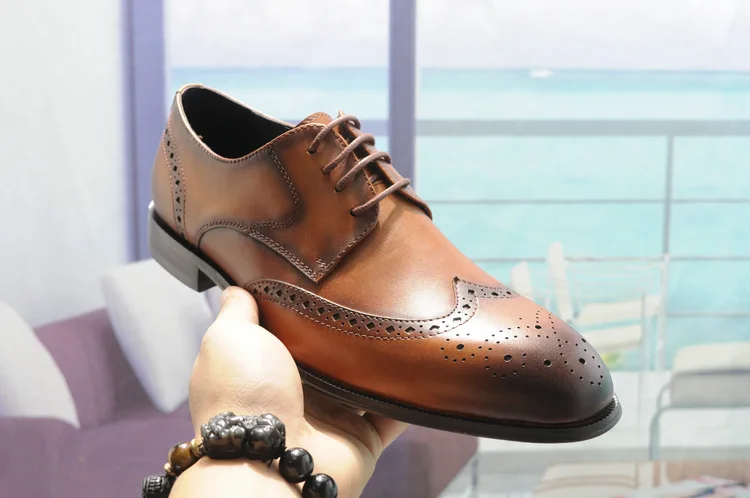 DESAI/ г. Всесезонная классическая мужская обувь с перфорацией типа «броги» из натуральной кожи Повседневная Деловая Обувь На Шнуровке из воловьей кожи