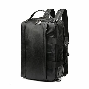 

Men Multi-Function Hand Bag Backpack Leather School Backpack Bag Waterproof Travel Bag Casual 15.6inch Laptop Shoulder Bag