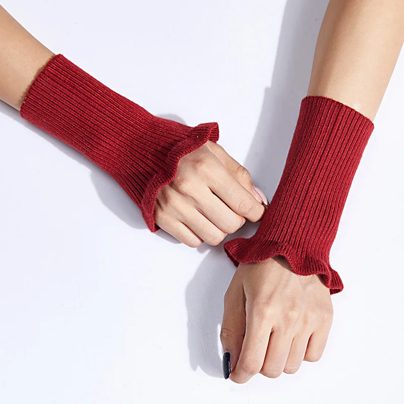 Women's Ribbing Thick Wrist Arm Warmer Band Combing Fine Wool Wrist