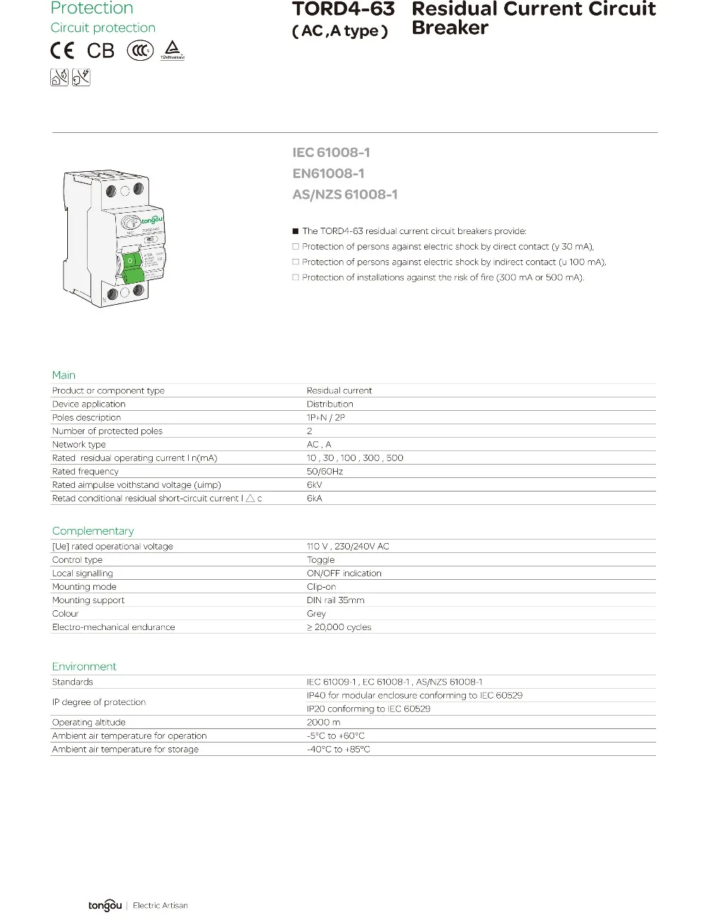 AC 2P 16A 10 мА 30 мА 6KA RCCB RCD 110 в 230 В узловой ток автоматический Выключатель дифференциальный выключатель переключатель безопасности TORD4-63