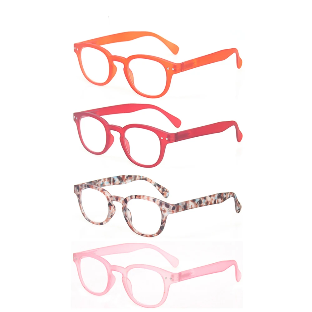 

Reading Glasses 4 Pack Fashion Men and Women Reading Glasses Hinge Design Readers Round Frame Four Colors Spring 0.1 0.2 0.3 0.4