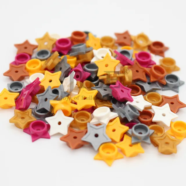 200pcs Moc 11609 Plate Round 1x1 with Star and Small Pin Hole DIY Building Blocks Bricks Compatible 28619 Assmble Particle 5