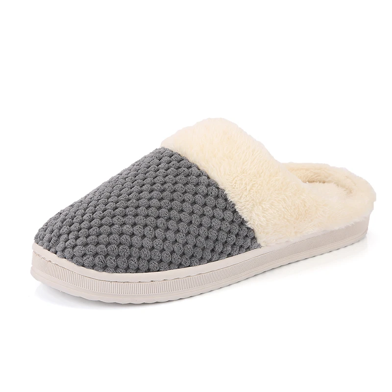 Dark Grey BESCONE/зимние мужские тапочки; теплая хлопковая домашняя Нескользящая простая повседневная обувь; 1782-1 - Цвет: Dark Grey