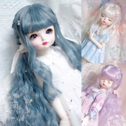 BJD – perruque en soie tressée haute température, double tresse, queue de cheval, couleur grise, bleue, violette, rêve, pour 1/3 1/4 1/6, BJD SD MSD YOSD 