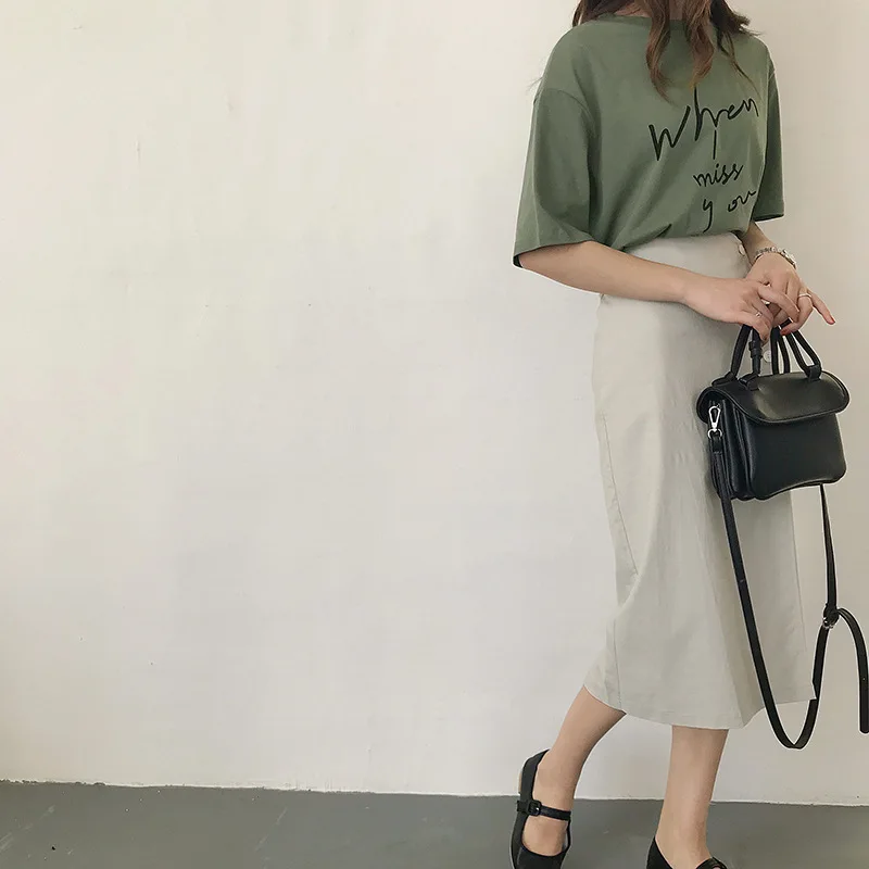 Q37218 [Yellow Zheng] Летний стиль корейский стиль элегантный однобортный средней длины с высокой талией Свободная детская юбка