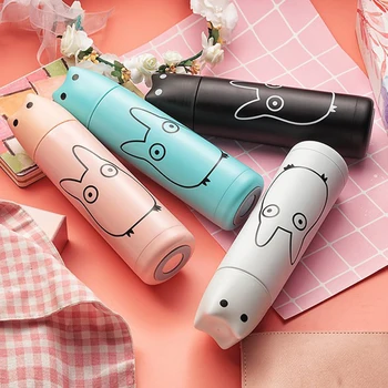 

500ML Double Wall Hot Water Thermos Bottle Stainless Steel Vacuum Flasks Cute Cat Ear Thermal Coffee Tea Milk Travel Mug